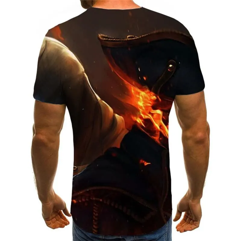 Pirate T shirt Men Flame Tshirts Casual War T-shirts 3d Harajuku Funny T shirts