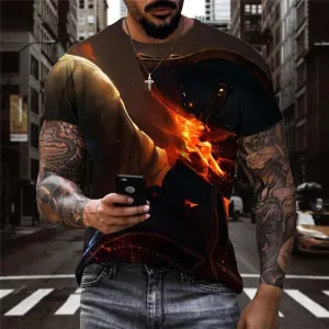 Pirate T shirt Men Flame Tshirts Casual War T-shirts 3d Harajuku Funny T shirts