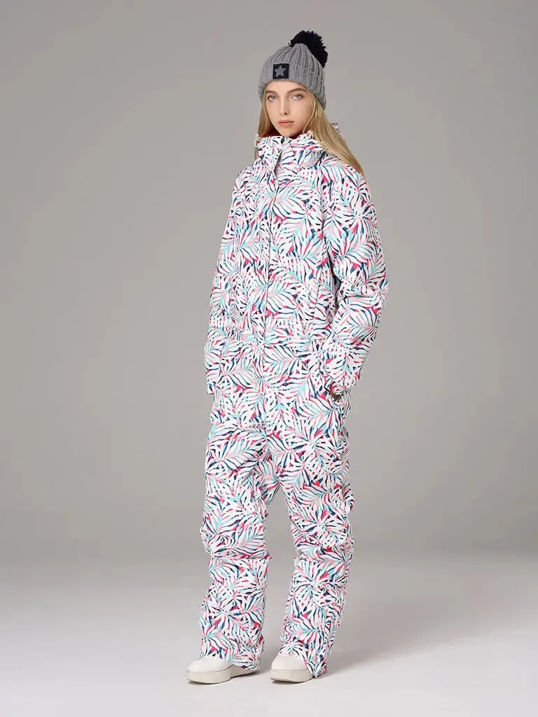 Printed One Piece Ski Suits Ski Onesies Jumpsuits for Women