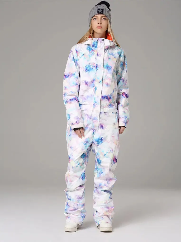 Printed One Piece Ski Suits Ski Onesies Jumpsuits for Women