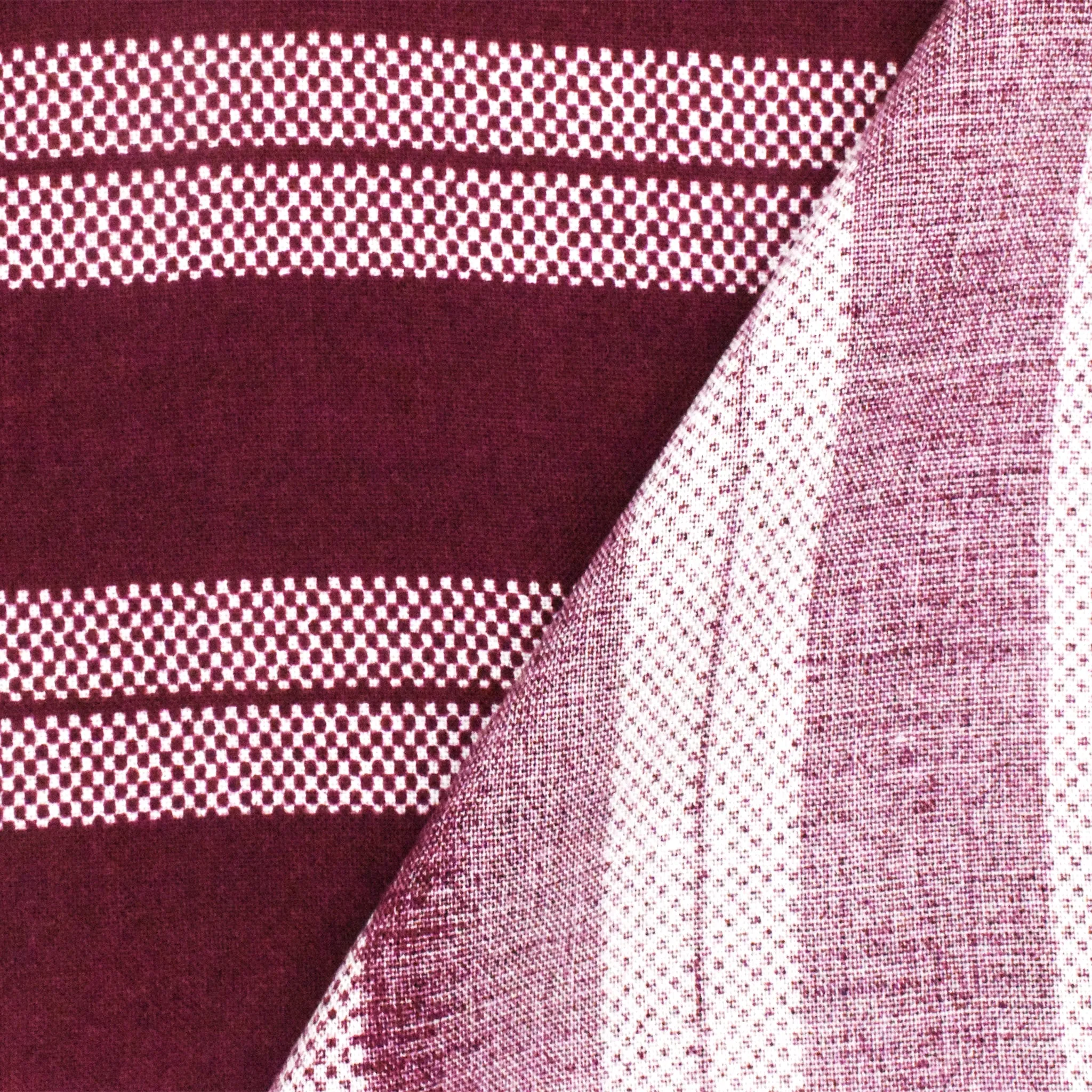 Raspberry Red-White Stripe Printed Challis Woven Fabric