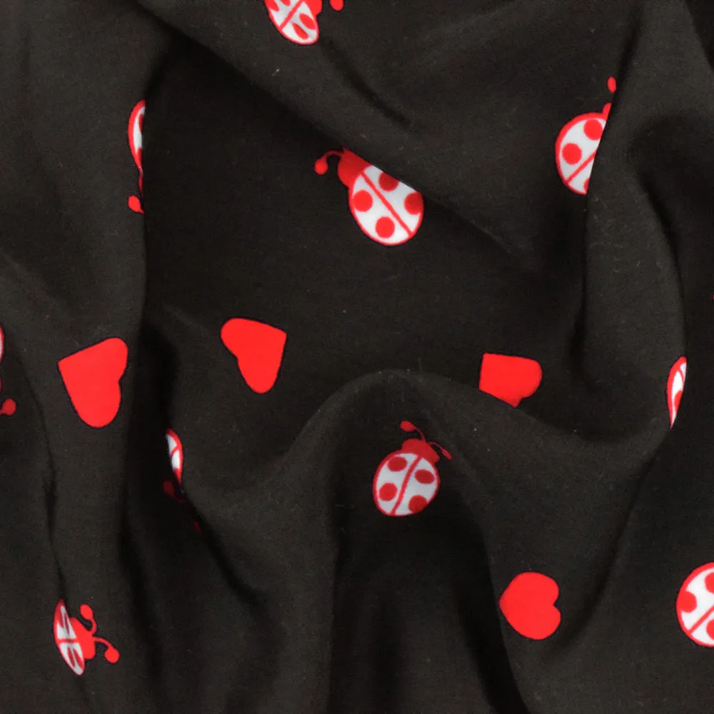 Red-Black-White Love Bug Printed Faille Fabric