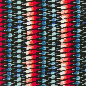 Red-Teal-Multi Tribal Printed  Rayon Challis Woven Fabric