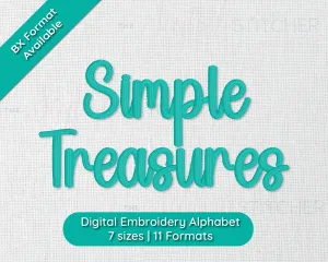 Simple Treasures Script Digital Embroidery Font