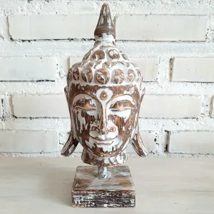 Small Wooden Buddha Head with Stand