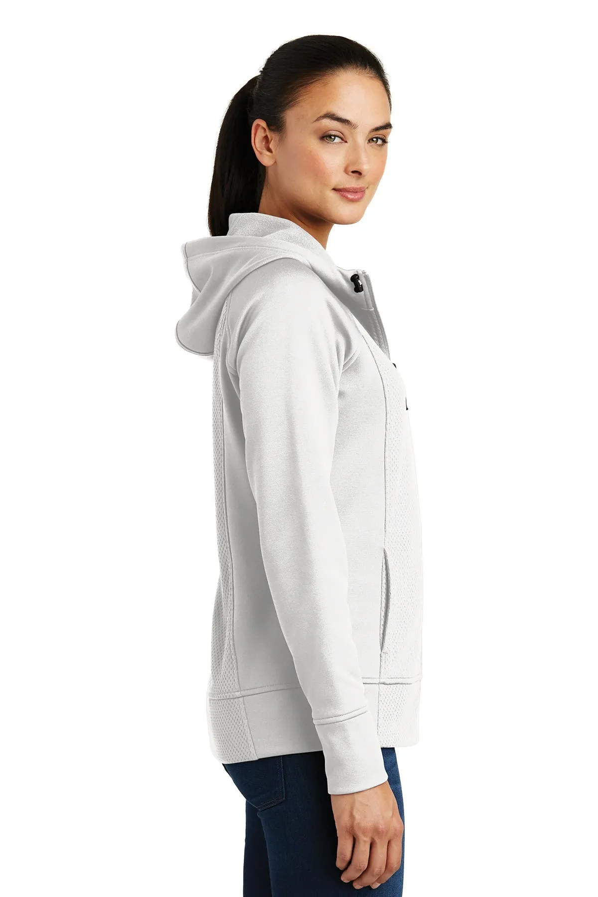 Sport-Tek Ladies Rival Tech Fleece Custom Full-Zip Hooded Jackets, White