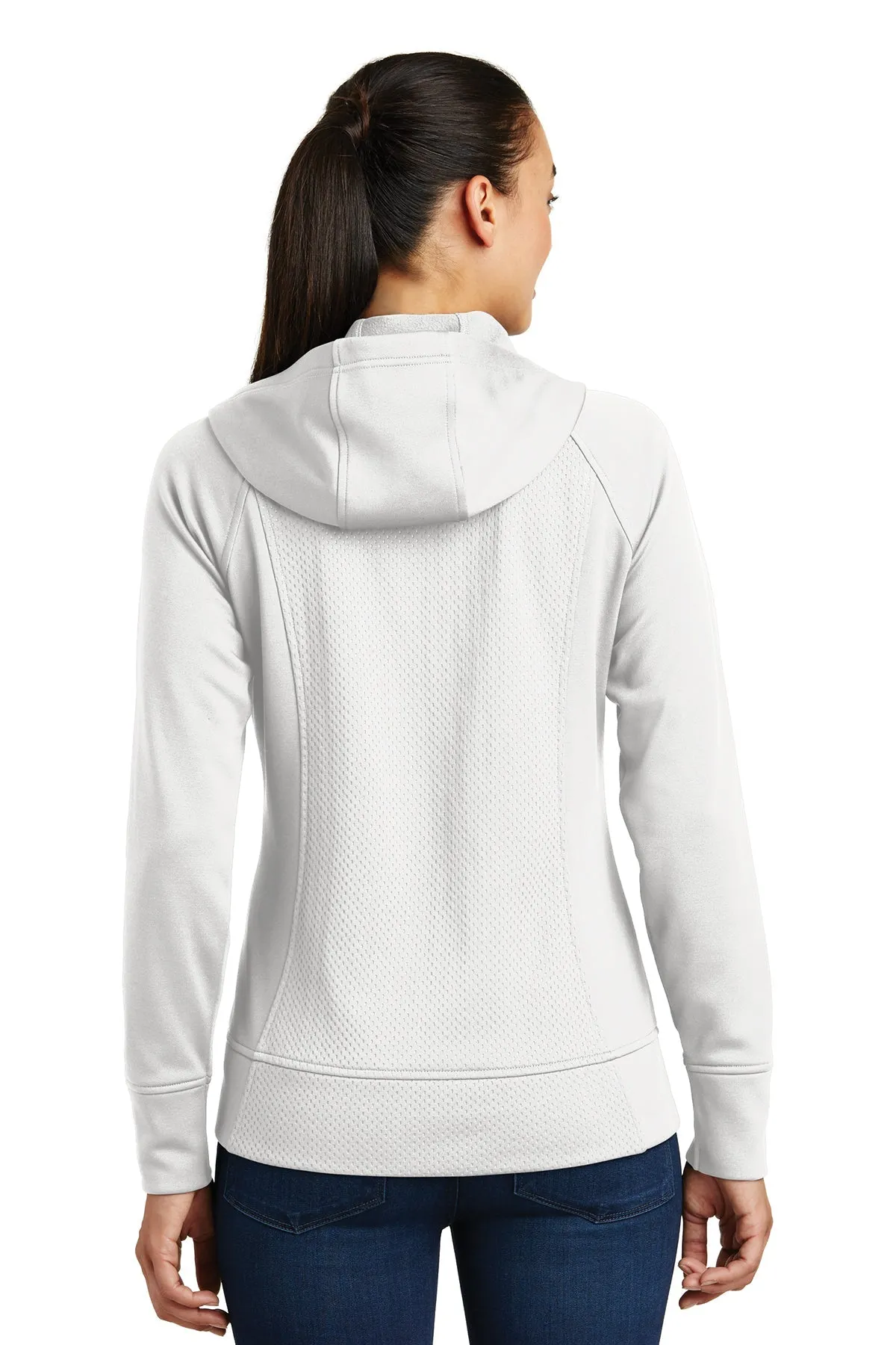 Sport-Tek Ladies Rival Tech Fleece Custom Full-Zip Hooded Jackets, White