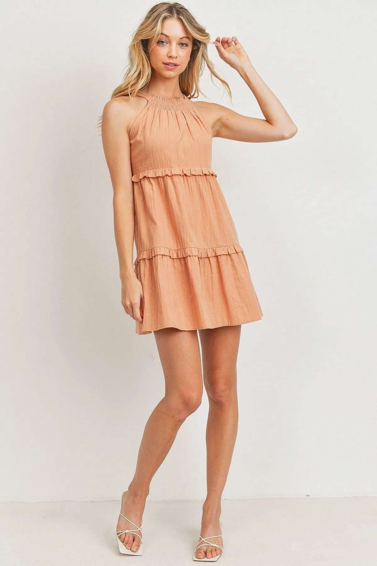 Textured Woven Tiered Sl Dress