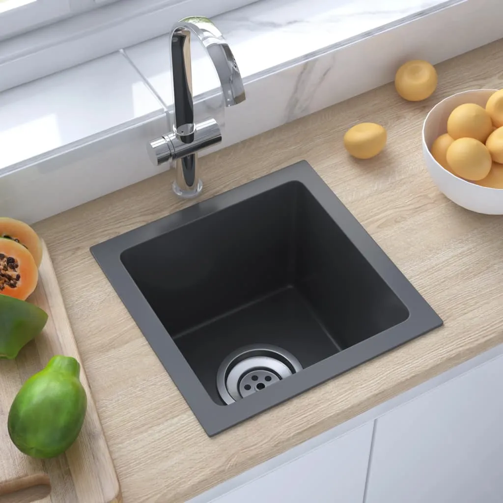 vidaXL Handmade Kitchen Sink Black Stainless Steel - Stylish and Functional Sink for Your Kitchen