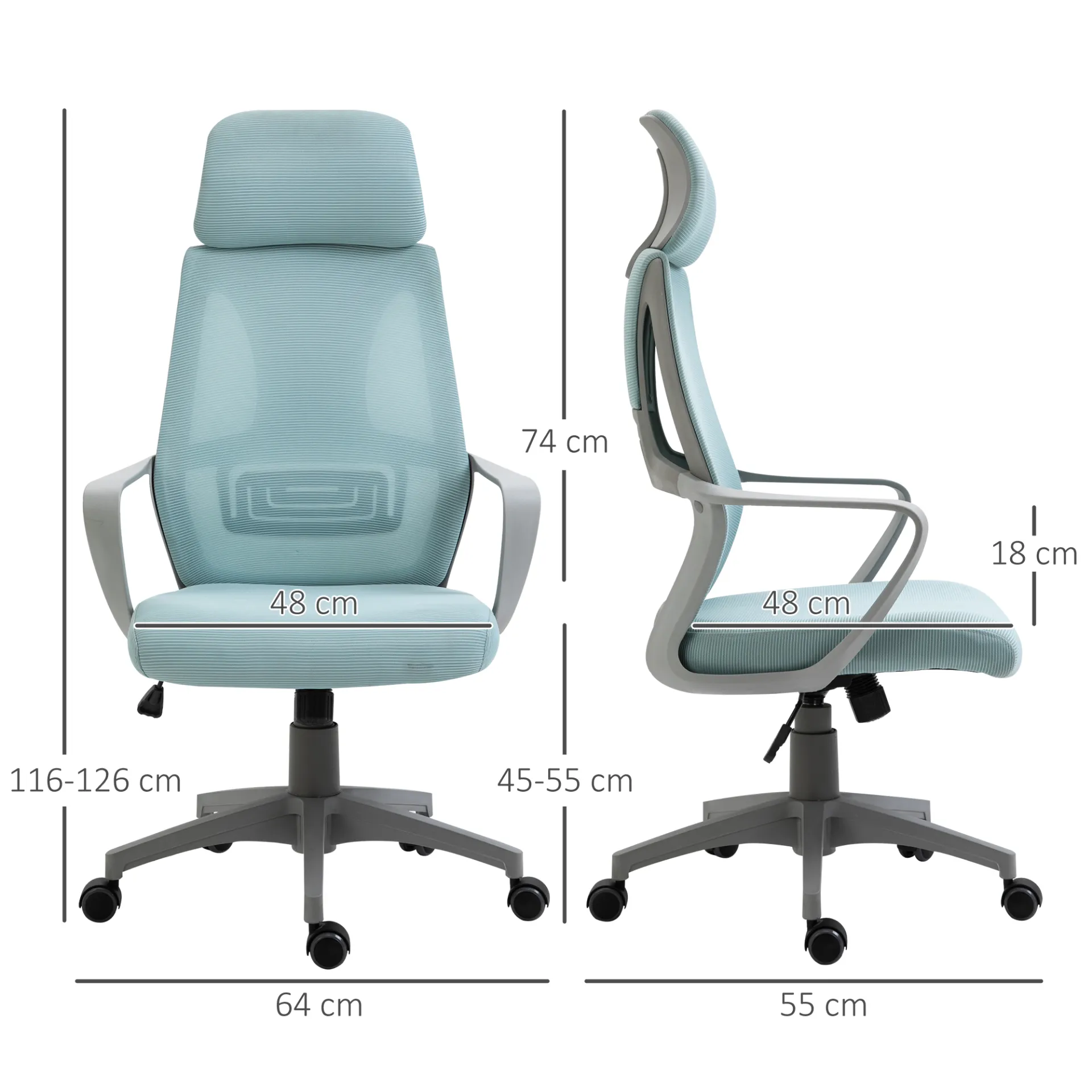 Vinsetto Ergonomic Office Chair - High Mesh Back, Adjustable Height, Blue - Ultimate Home Office Comfort & Style