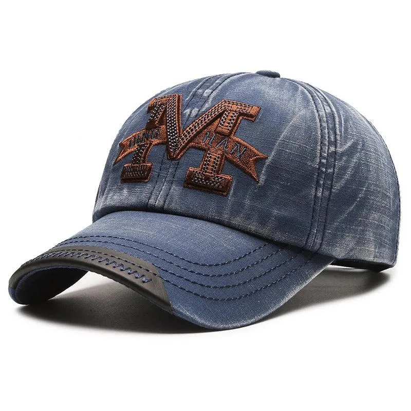 Washed Denim Baseball Cap – Street Style for Couples